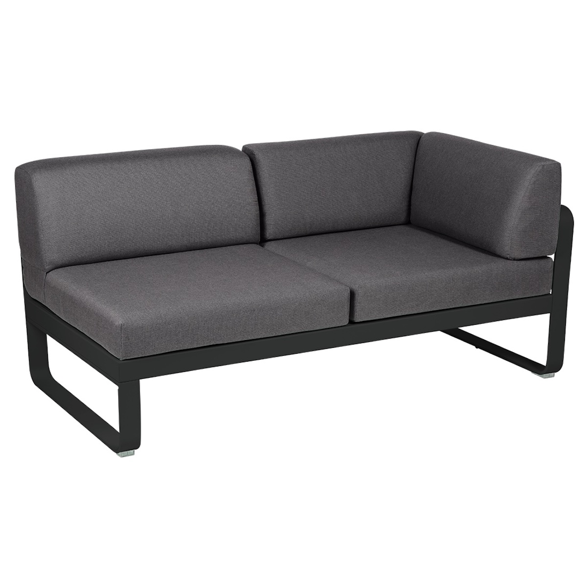 Module d'angle 2 places droite BELLEVIE Fermob noir réglisse-gris graphite