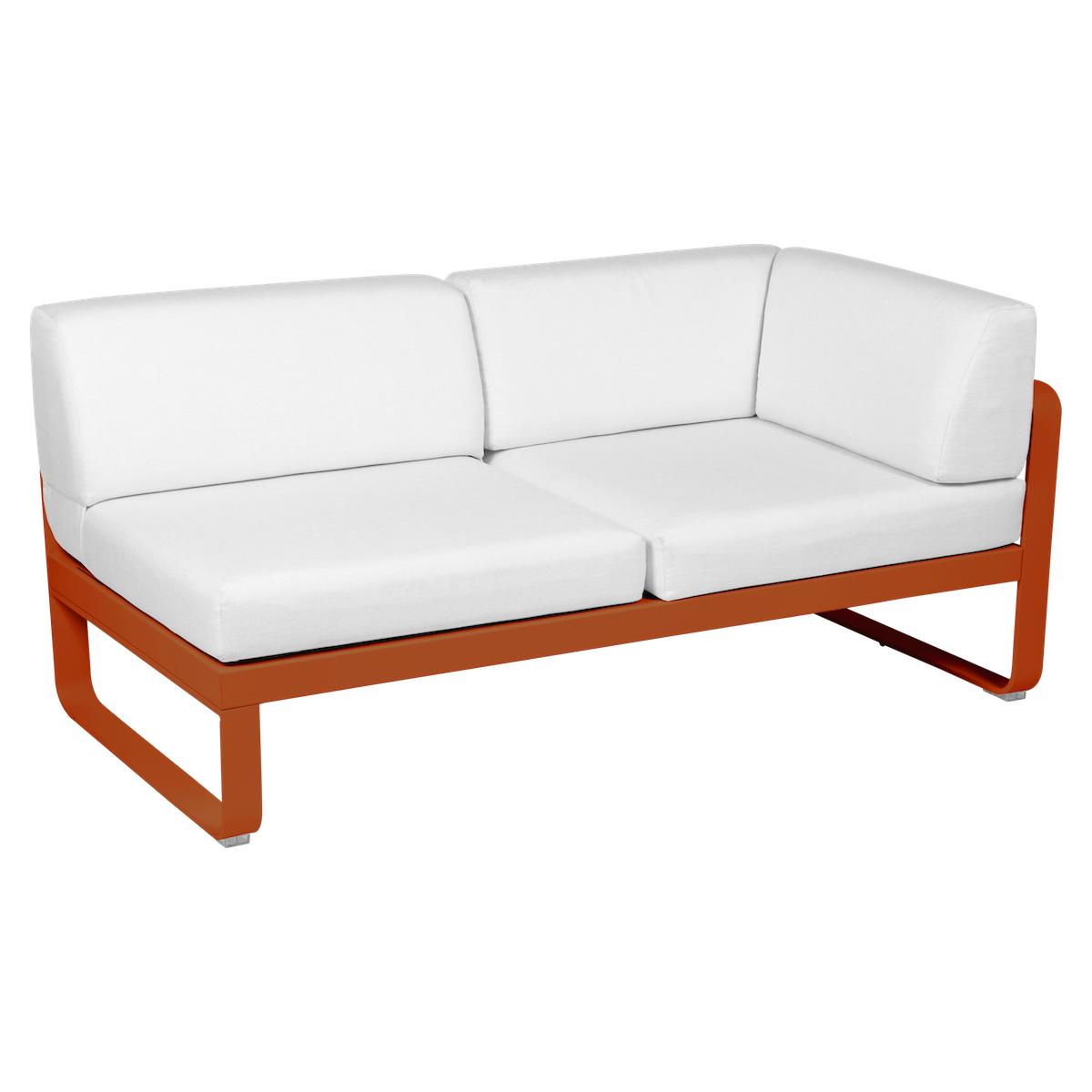 Module d'angle 2 places droite BELLEVIE Fermob orange confite-Blanc grisé