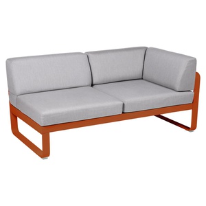 Module d'angle 2 places droite BELLEVIE Fermob orange confite-gris flanelle
