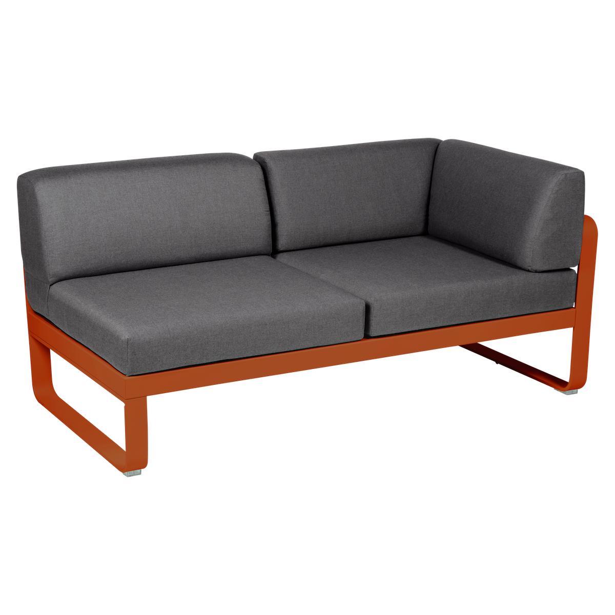 Module d'angle 2 places droite BELLEVIE Fermob orange confite-gris graphite
