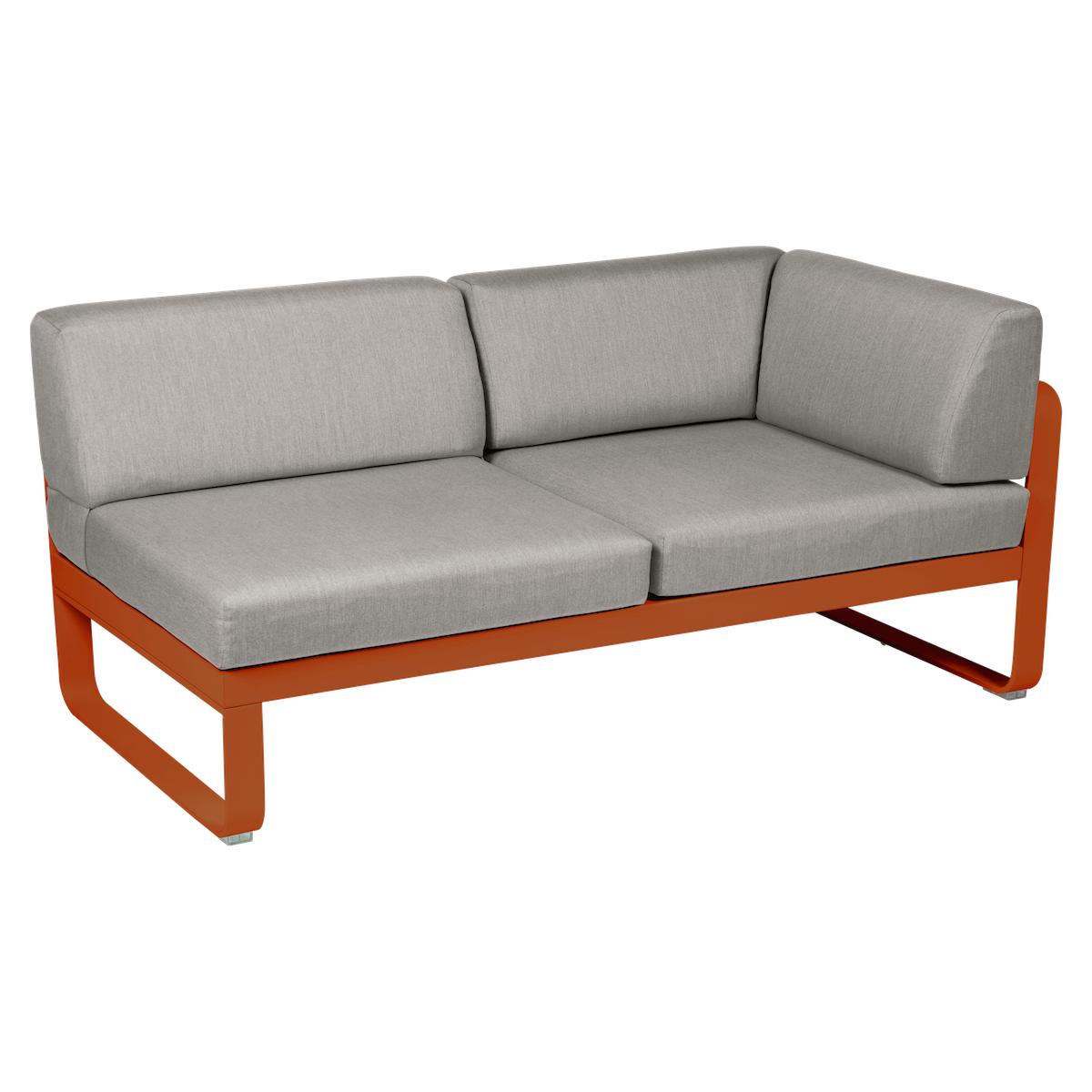 Module d'angle 2 places droite BELLEVIE Fermob orange confite-taupe grisé
