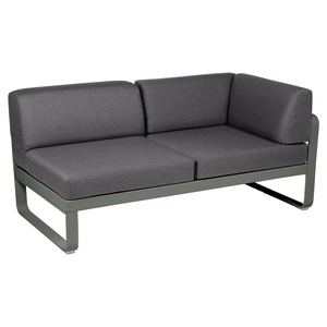 Module d'angle 2 places droite BELLEVIE Fermob romarin-gris graphite