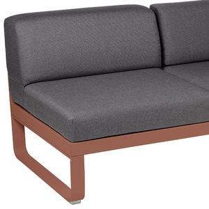 Module d'angle 2 places droite BELLEVIE Fermob rouge ocre-gris graphite