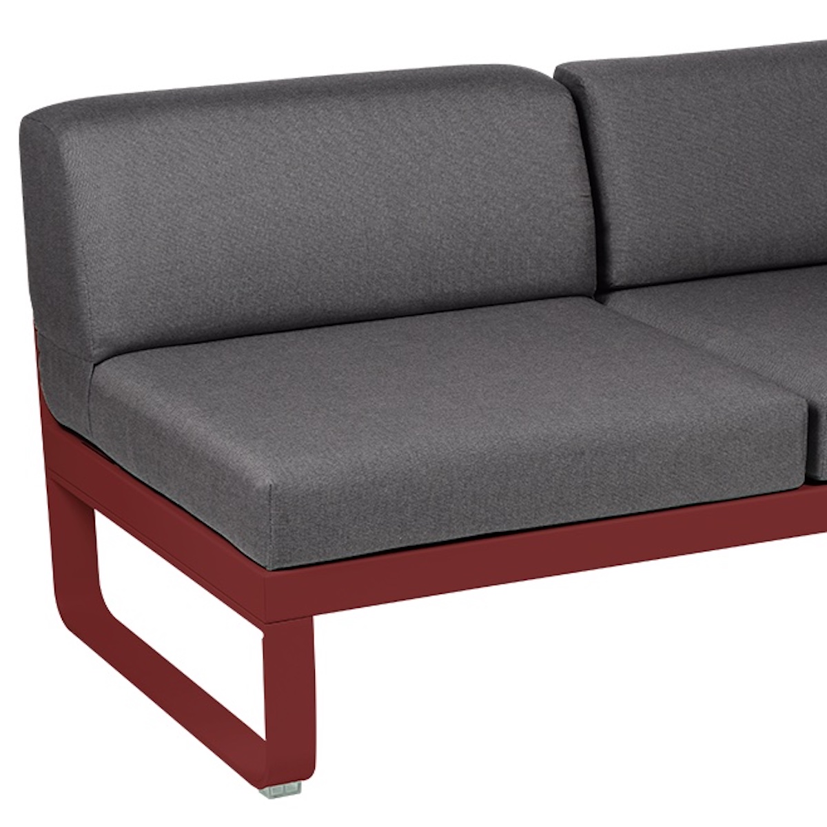Module d'angle 2 places droite BELLEVIE Fermob rouge piment-gris graphite