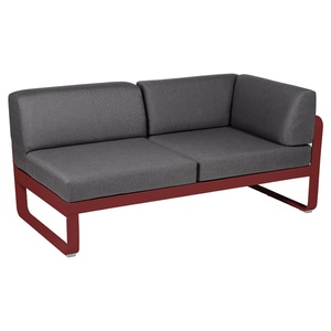 Module d'angle 2 places droite BELLEVIE Fermob rouge piment-gris graphite