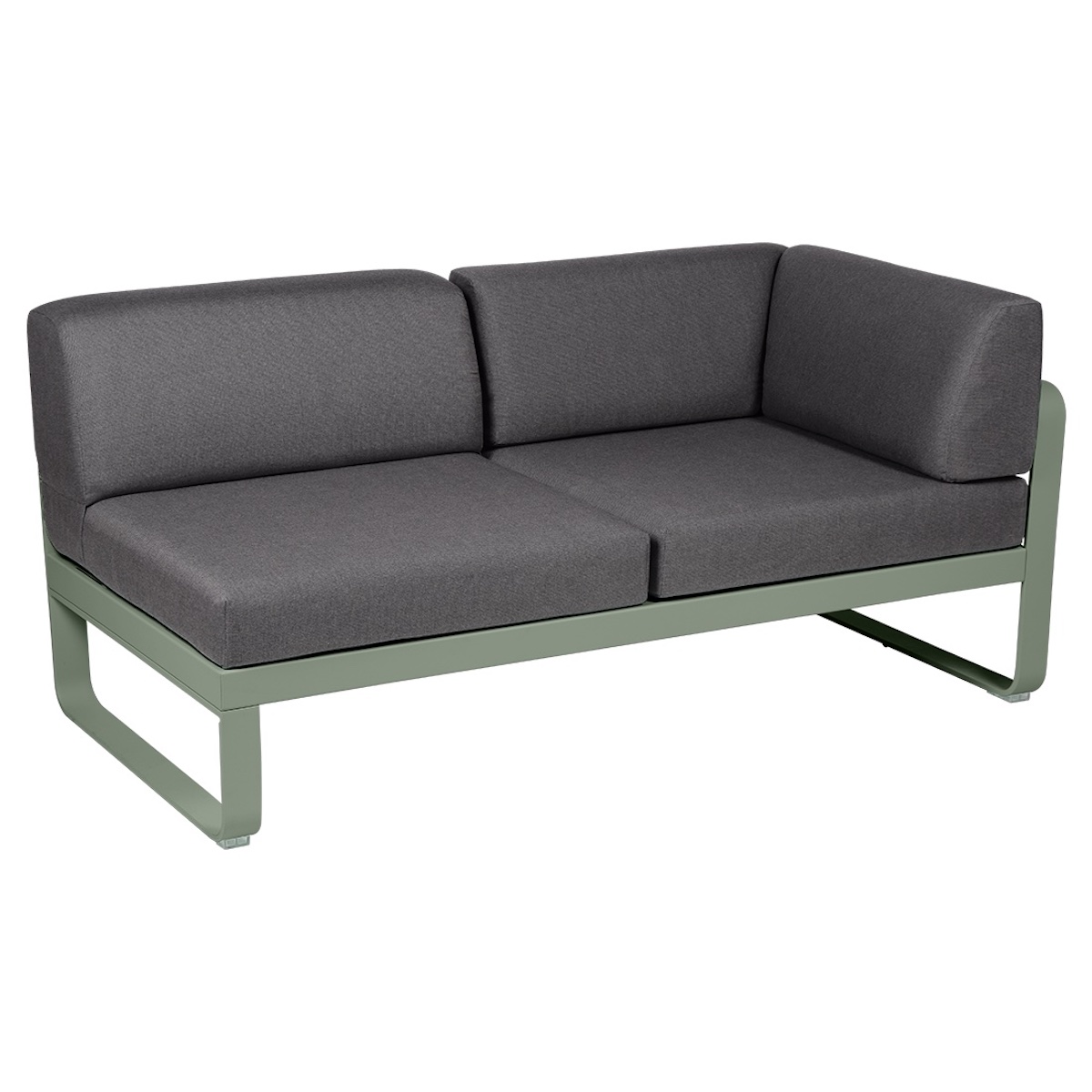 Module d'angle 2 places droite BELLEVIE Fermob vert cactus-gris graphite