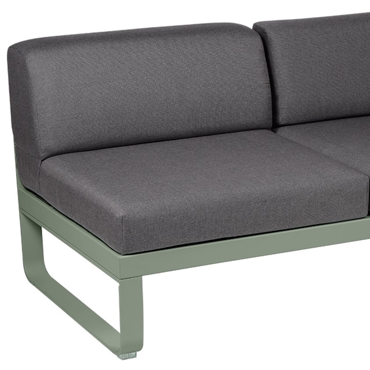 Module d'angle 2 places droite BELLEVIE Fermob vert cactus-gris graphite