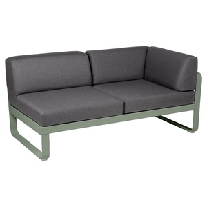 Module d'angle 2 places droite BELLEVIE Fermob vert cactus-gris graphite