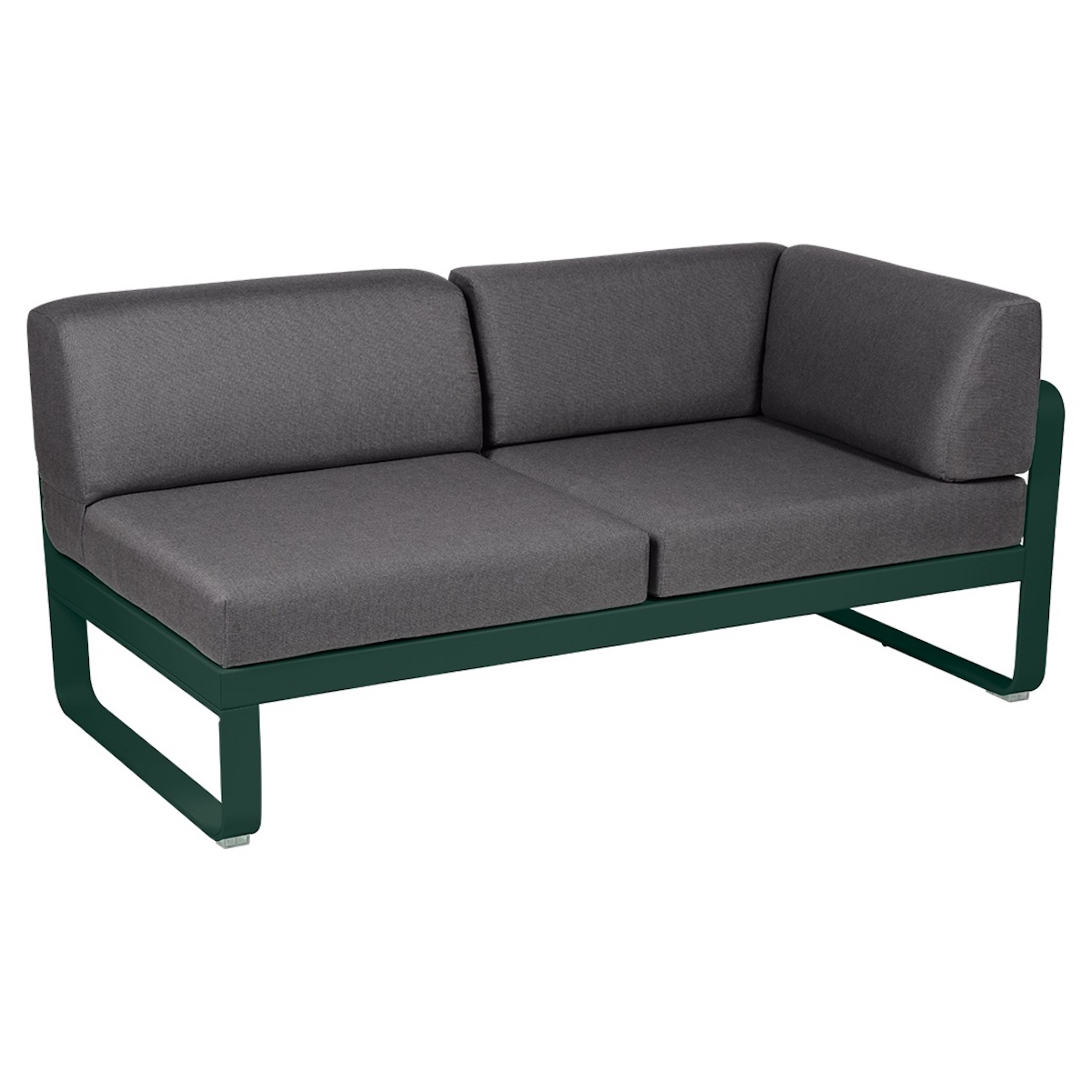Module d'angle 2 places droite BELLEVIE Fermob vert cèdre-gris graphite