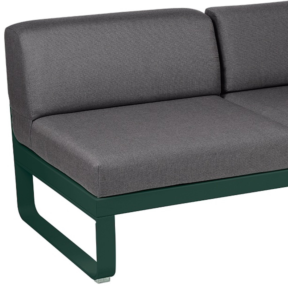Module d'angle 2 places droite BELLEVIE Fermob vert cèdre-gris graphite