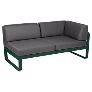 Module d'angle 2 places droite BELLEVIE Fermob vert cèdre-gris graphite