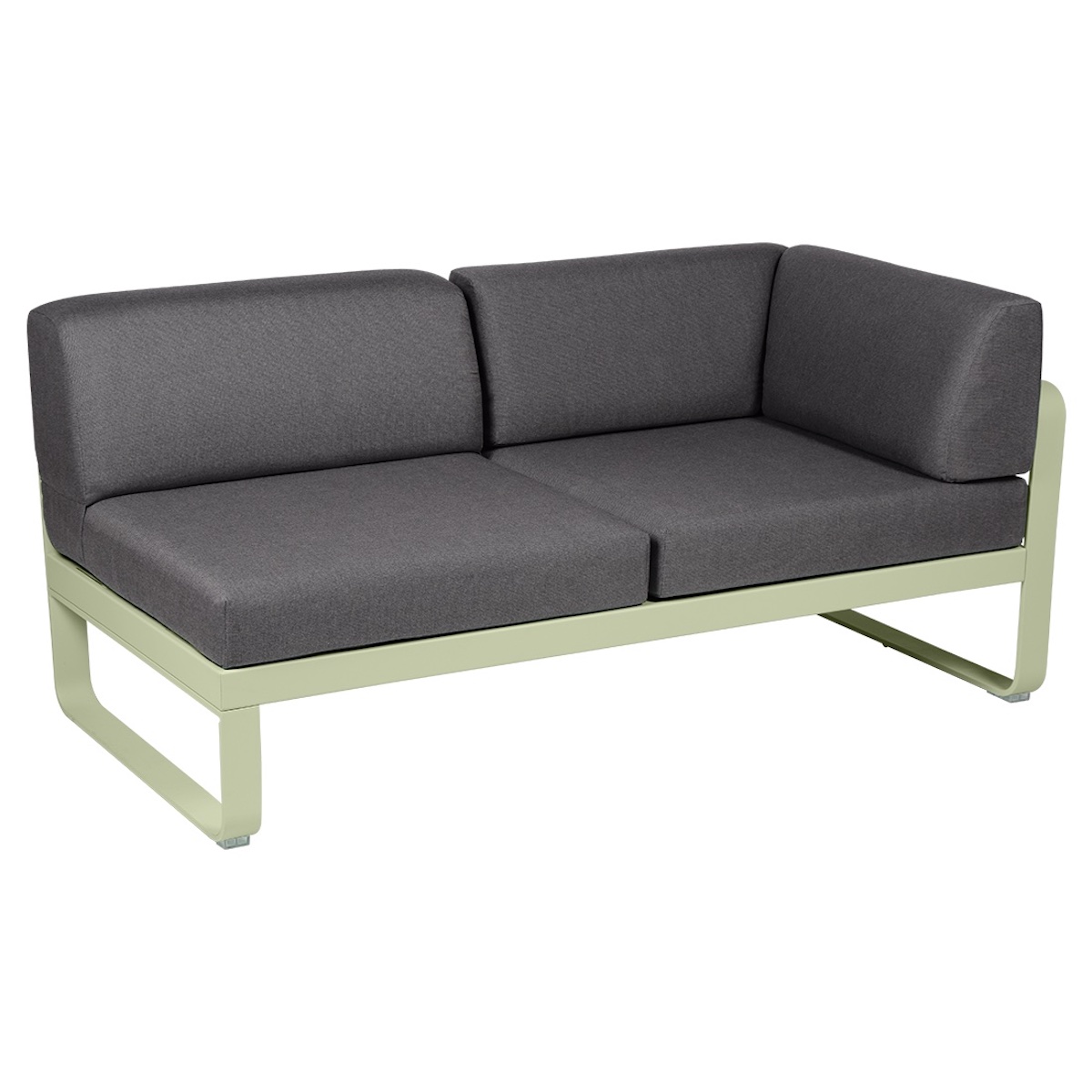Module d'angle 2 places droite BELLEVIE Fermob vert tilleul-gris graphite