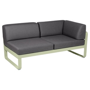 Module d'angle 2 places droite BELLEVIE Fermob vert tilleul-gris graphite