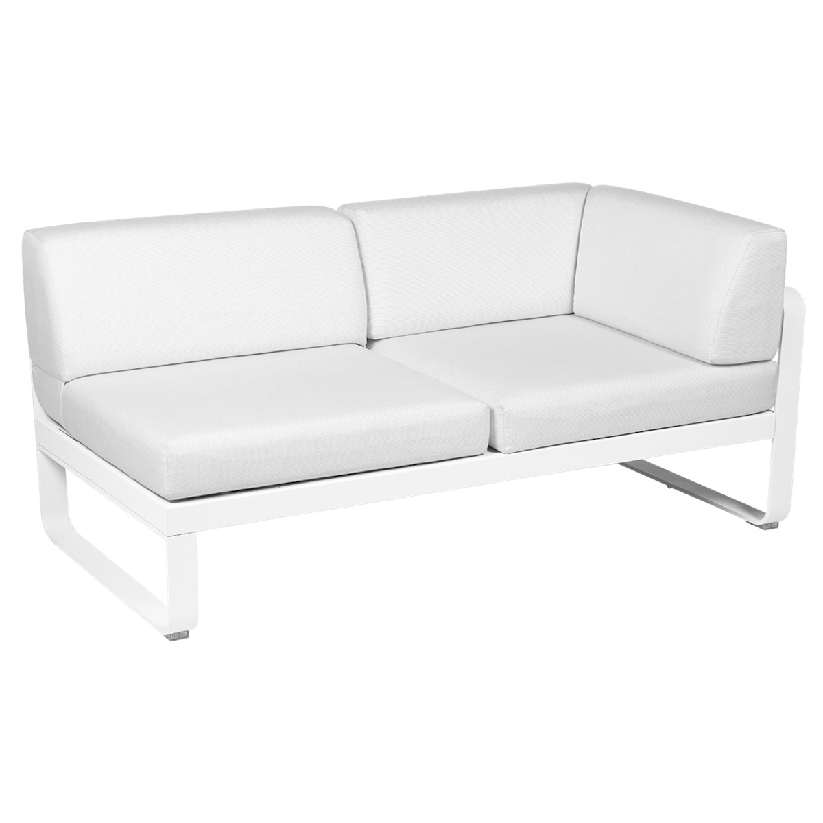 Module d'angle droit 2 places BELLEVIE Fermob blanc coton-blanc grisé