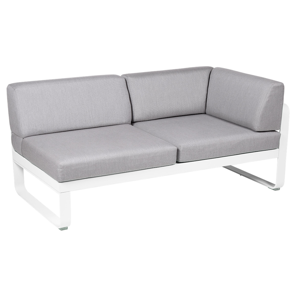 Module d'angle droit 2 places BELLEVIE Fermob blanc coton-gris flanelle
