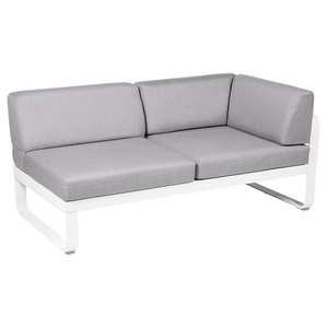 Module d'angle droit 2 places BELLEVIE Fermob blanc coton-gris flanelle