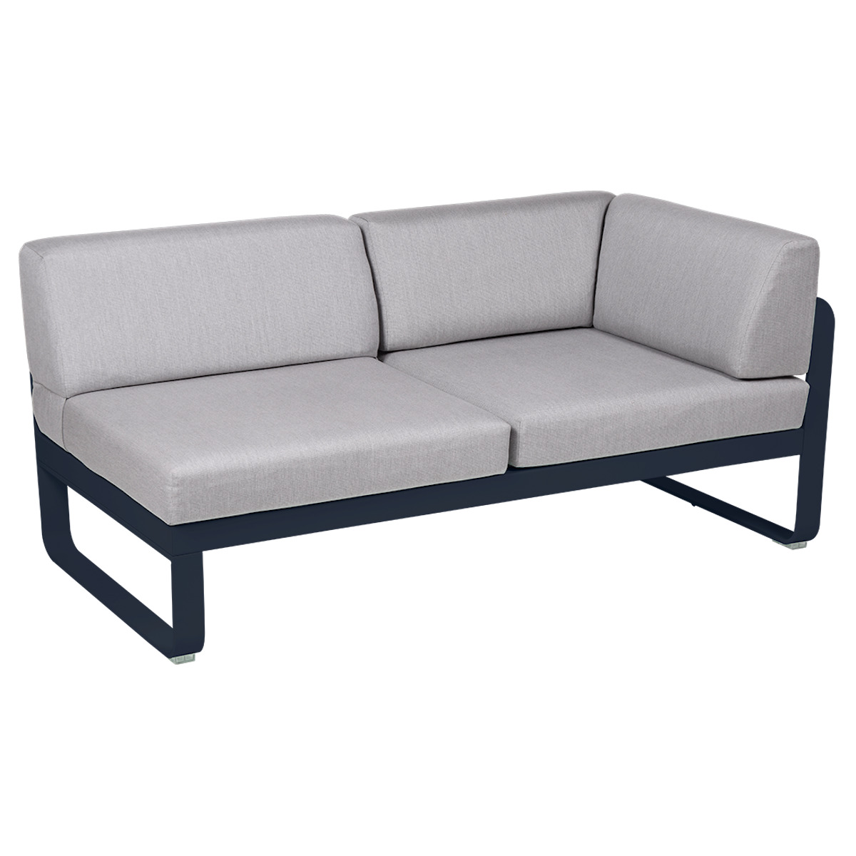 Module d'angle droit 2 places BELLEVIE Fermob bleu abysse-gris flanelle