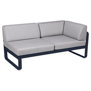 Module d'angle droit 2 places BELLEVIE Fermob bleu abysse-gris flanelle