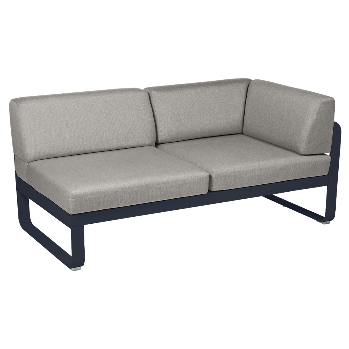 Module d'angle droit 2 places BELLEVIE Fermob bleu abysse-taupe grisé