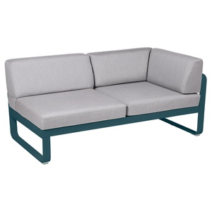 Module d'angle droit 2 places BELLEVIE Fermob bleu acapulco-gris flanelle