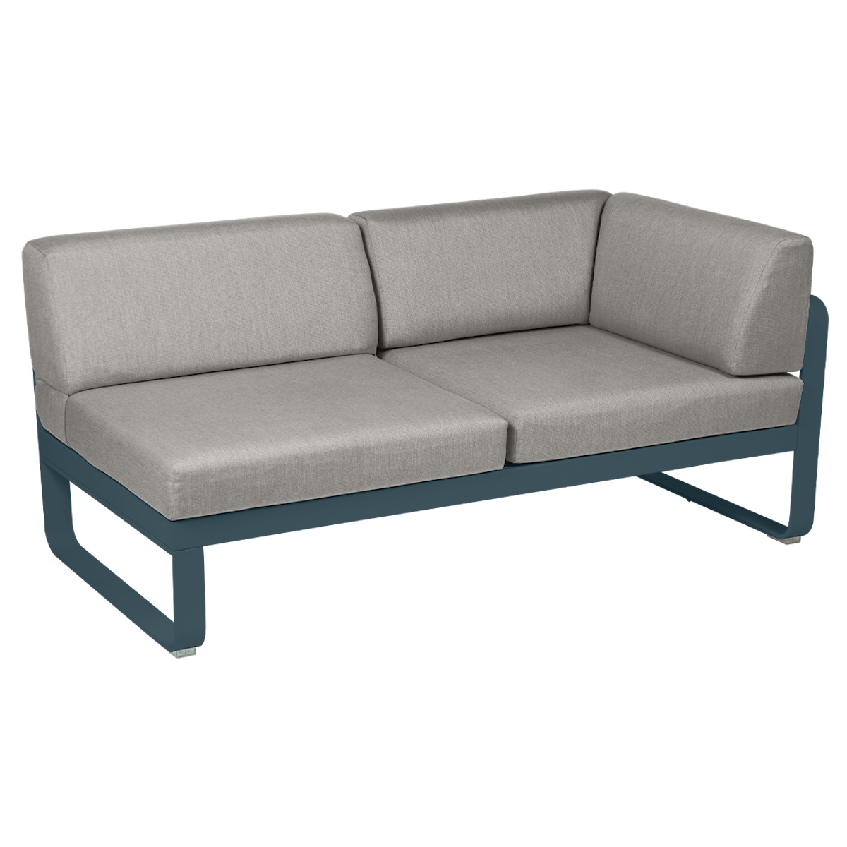 Module d'angle droit 2 places BELLEVIE Fermob bleu acapulco-taupe grisé