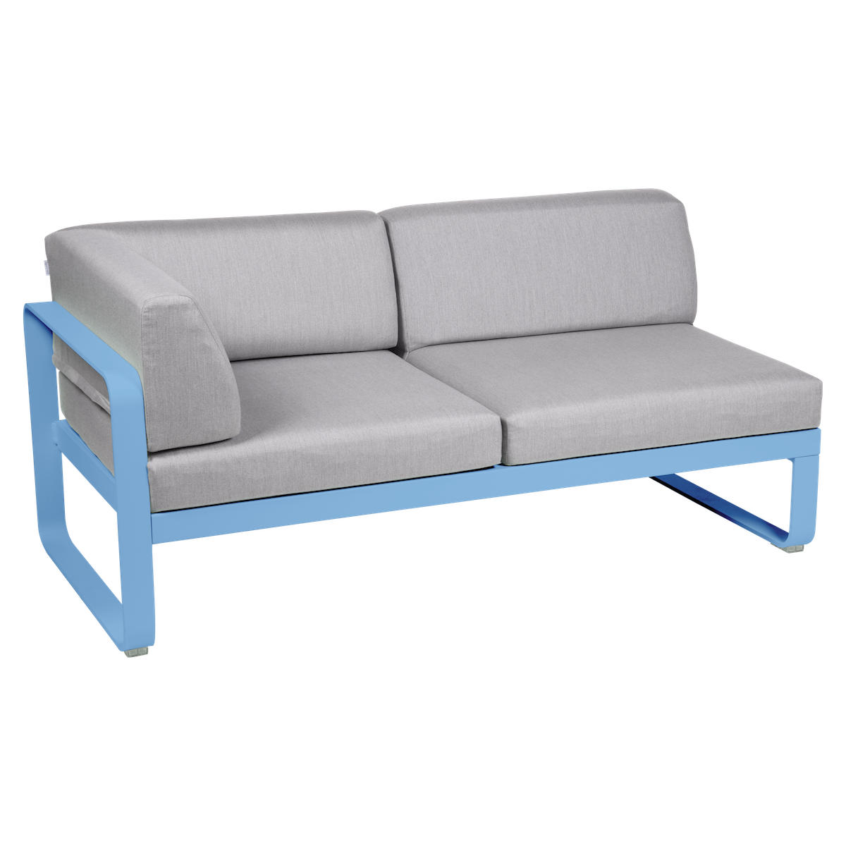 Module d'angle droit 2 places BELLEVIE Fermob bleu maya-gris flanelle 