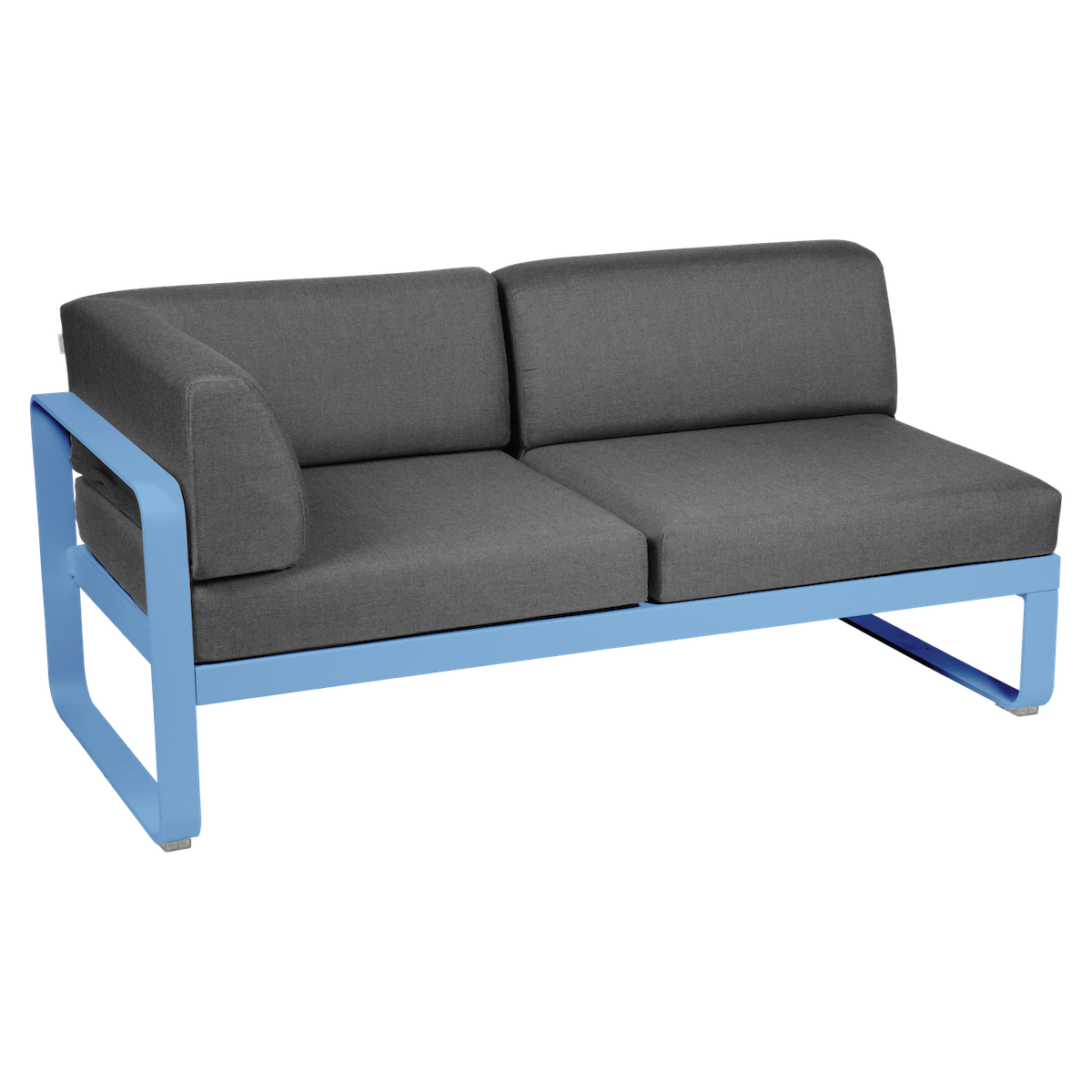 Module d'angle droit 2 places BELLEVIE Fermob bleu maya-gris graphite