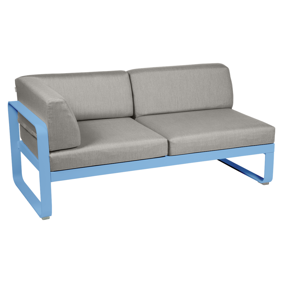 Module d'angle droit 2 places BELLEVIE Fermob bleu maya-taupe grisé