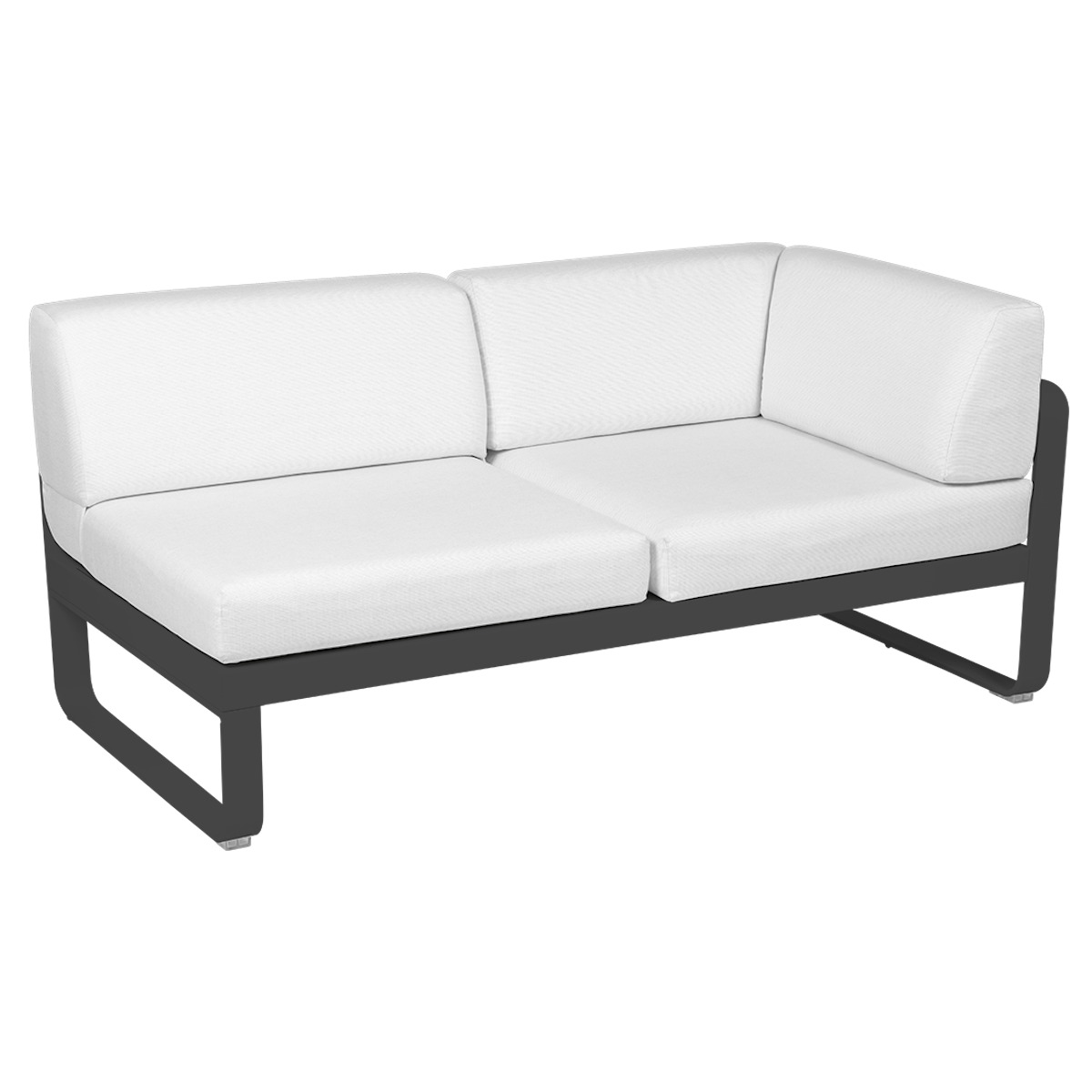 Module d'angle droit 2 places BELLEVIE Fermob carbone-blanc grisé