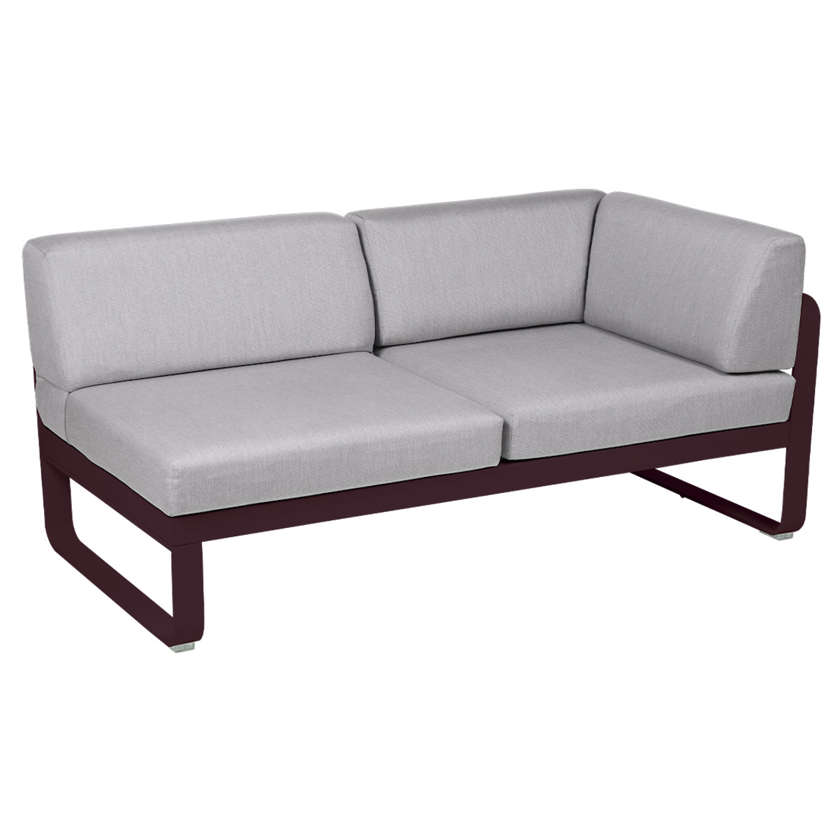 Module d'angle droit 2 places BELLEVIE Fermob cerise noire-gris flanelle