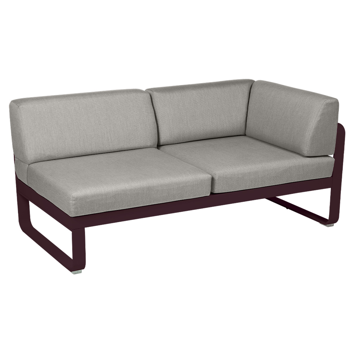 Module d'angle droit 2 places BELLEVIE Fermob cerise noire-taupe grisé