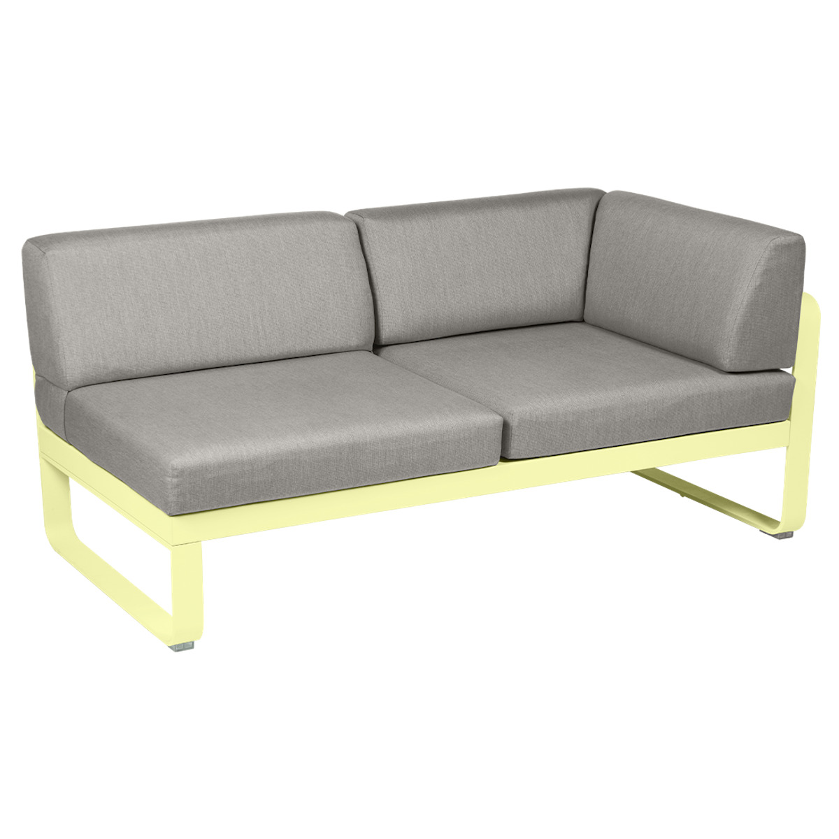 Module d'angle droit 2 places BELLEVIE Fermob citron givré-taupe grisé