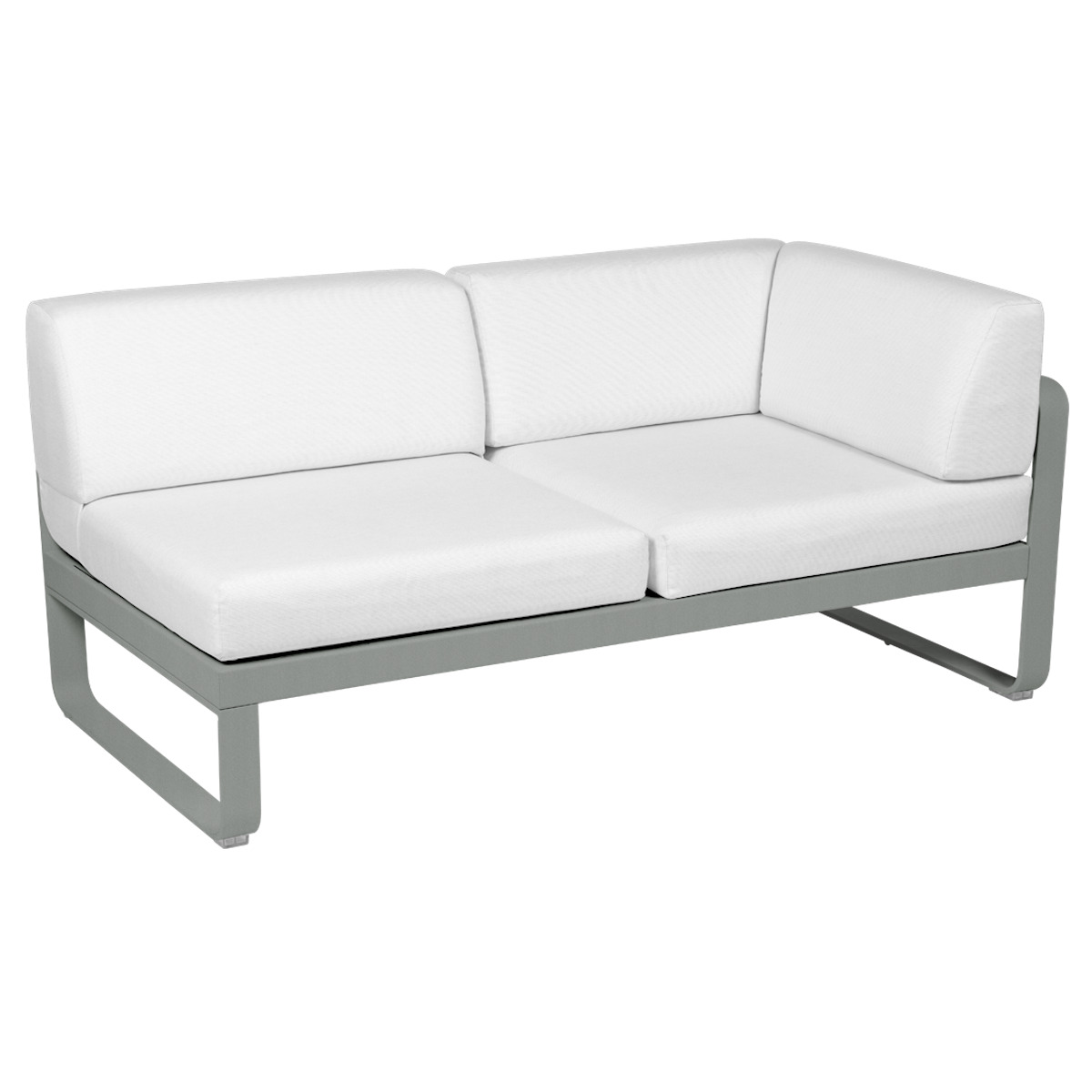 Module d'angle droit 2 places BELLEVIE Fermob gris lapilli-blanc grisé