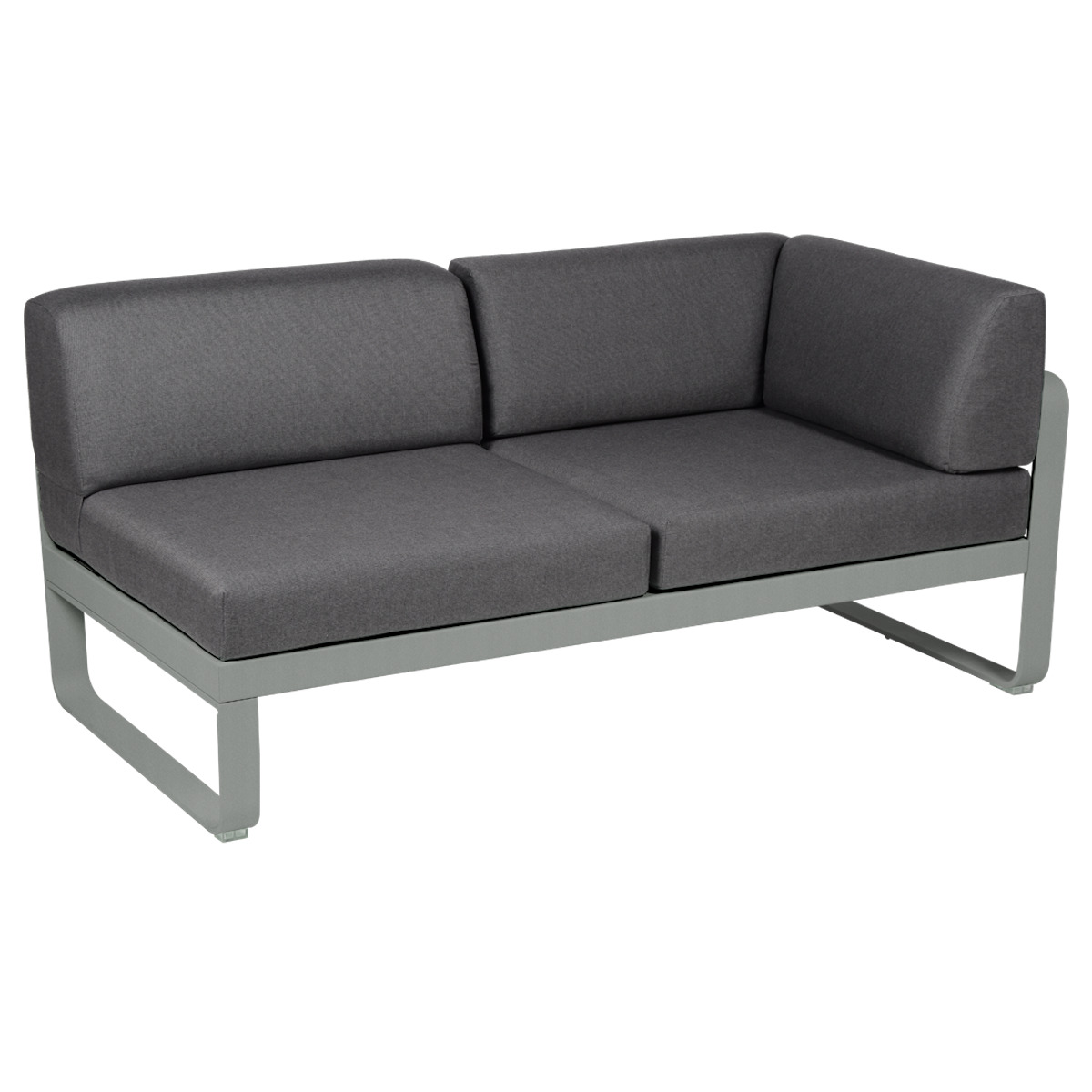 Module d'angle droit 2 places BELLEVIE Fermob gris lapilli-gris graphite