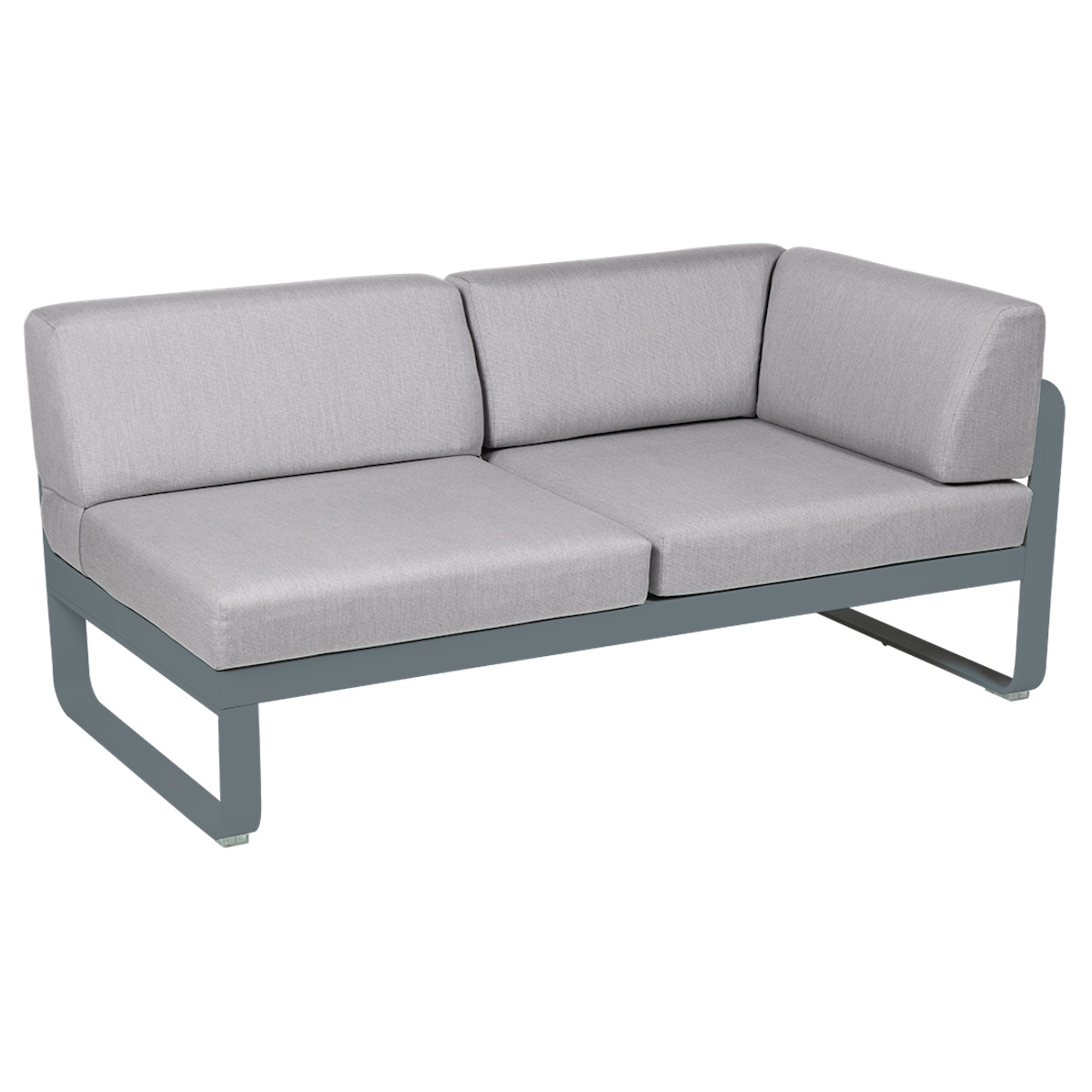 Module d'angle droit 2 places BELLEVIE Fermob gris orage-gris flanelle