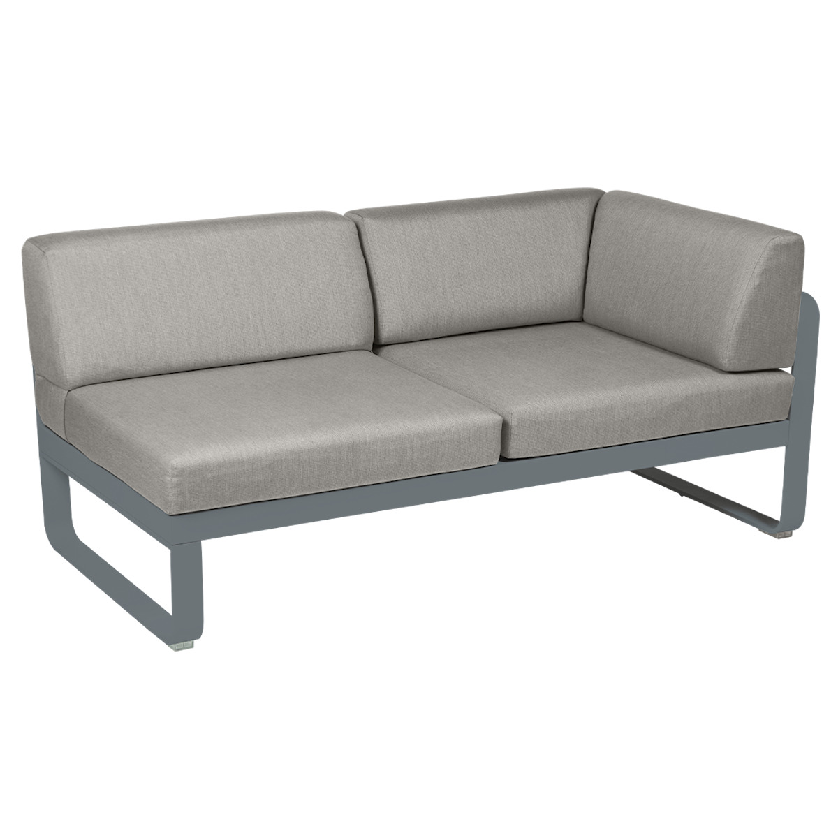 Module d'angle droit 2 places BELLEVIE Fermob gris orage-taupe grisé