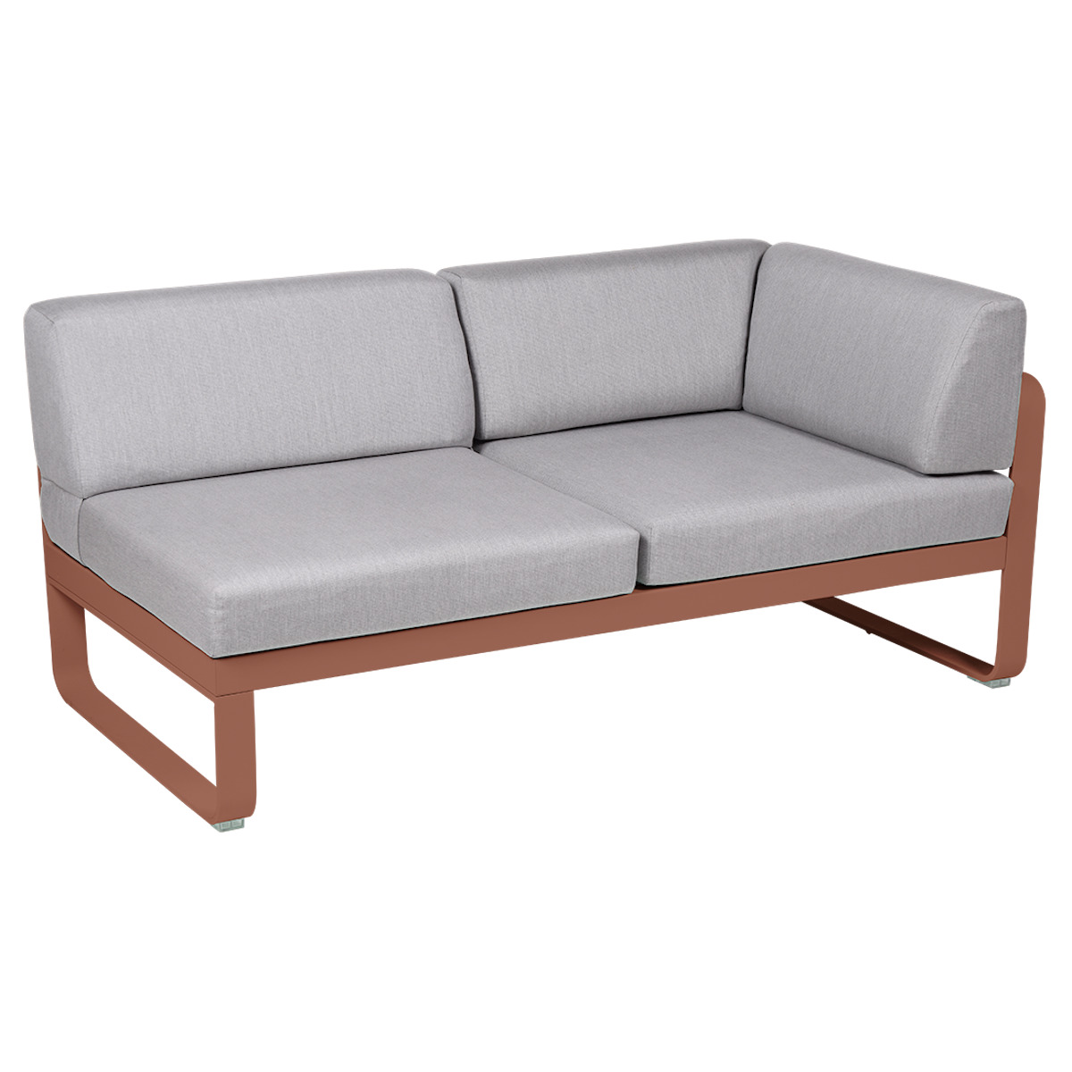 Module d'angle droit 2 places BELLEVIE Fermob ocre rouge-gris flanelle