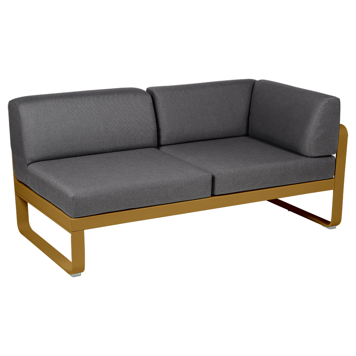 Module d'angle droit 2 places BELLEVIE Fermob pain d'épices-gris graphite