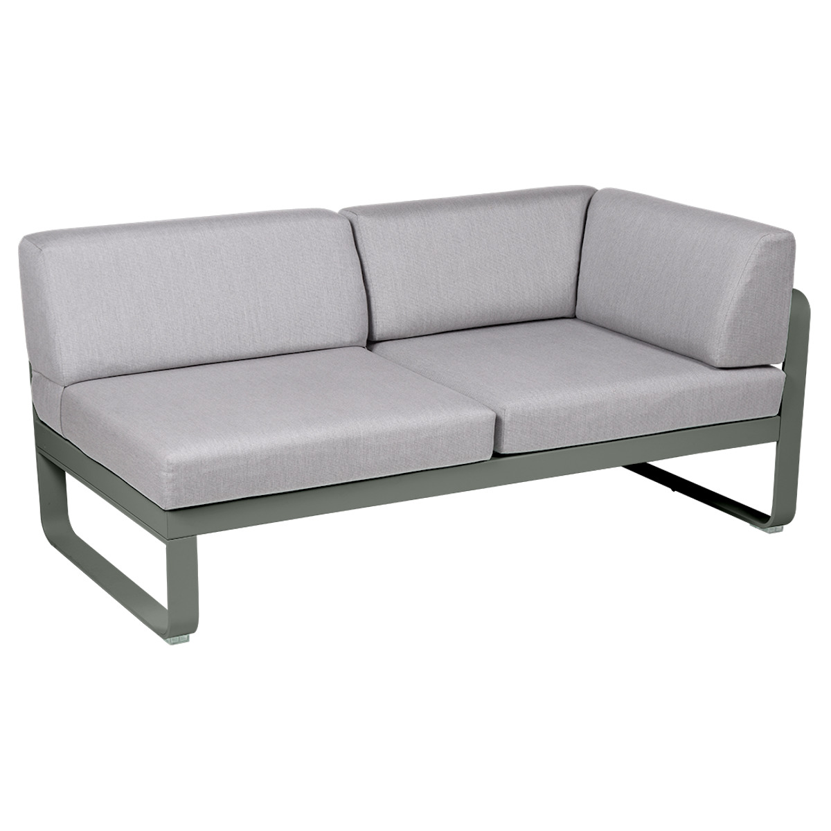 Module d'angle droit 2 places BELLEVIE Fermob romarin-gris flanelle