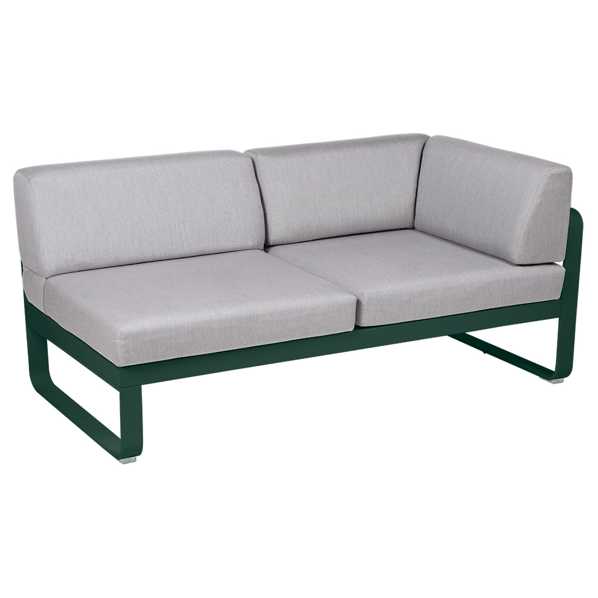 Module d'angle droit 2 places BELLEVIE Fermob vert cèdre-gris flanelle