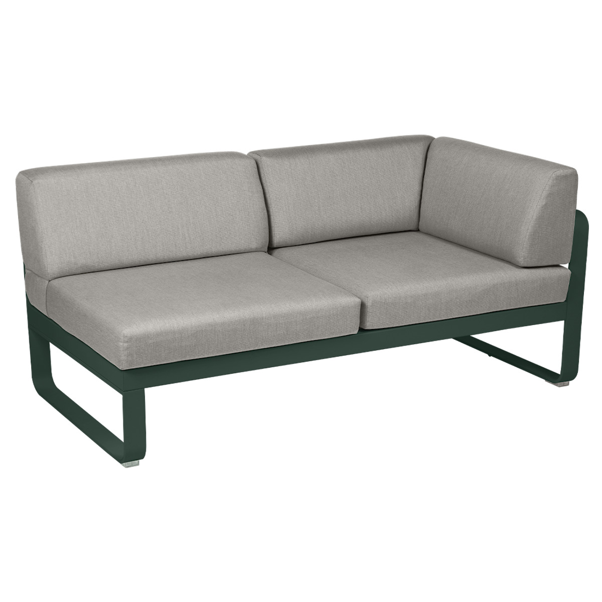Module d'angle droit 2 places BELLEVIE Fermob vert cèdre-taupe grisé
