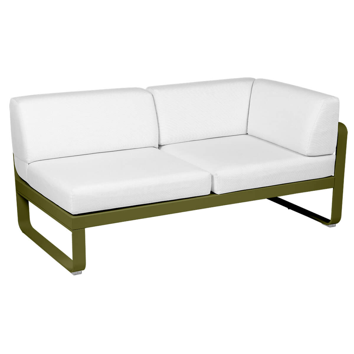 Module d'angle droit 2 places BELLEVIE Fermob vert pesto-blanc grisé