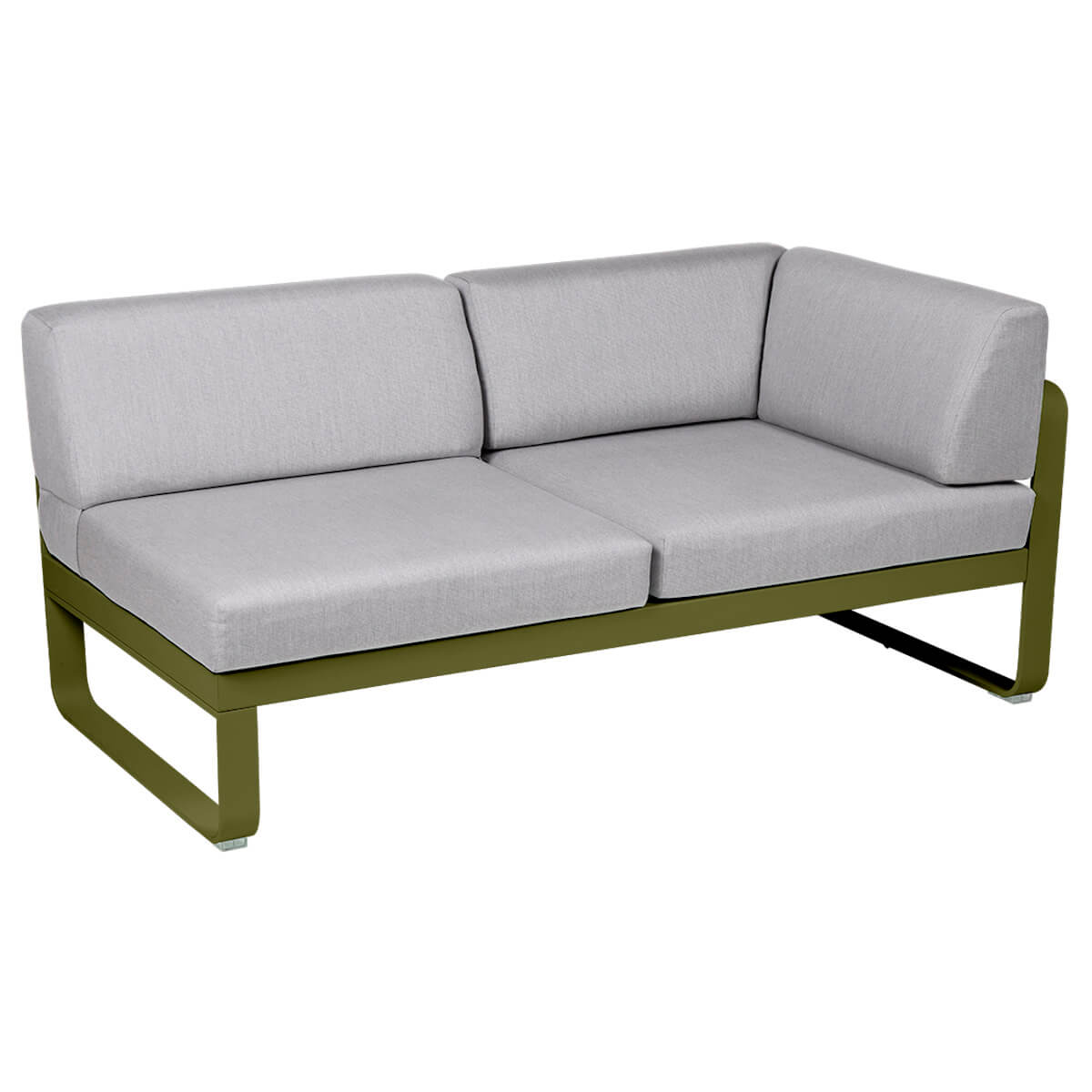 Module d'angle droit 2 places BELLEVIE Fermob vert pesto-gris flanelle