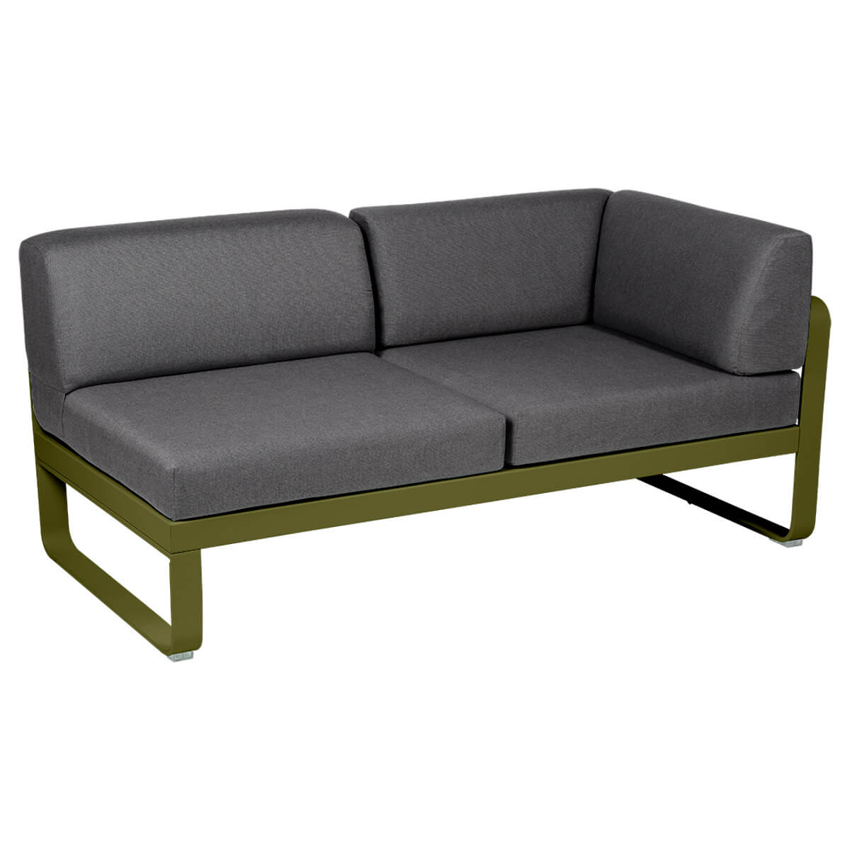 Module d'angle droit 2 places BELLEVIE Fermob vert pesto-gris graphite