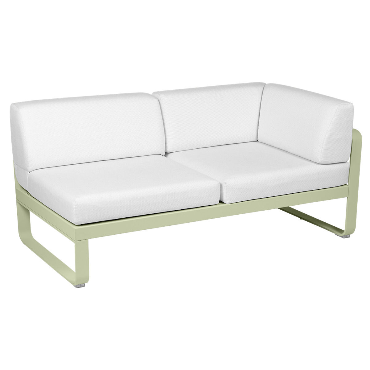 Module d'angle droit 2 places BELLEVIE Fermob vert tilleul-blanc grisé