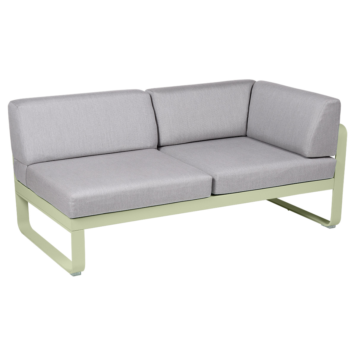 Module d'angle droit 2 places BELLEVIE Fermob vert tilleul-gris flanelle