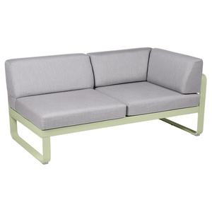 Module d'angle droit 2 places BELLEVIE Fermob vert tilleul-gris flanelle