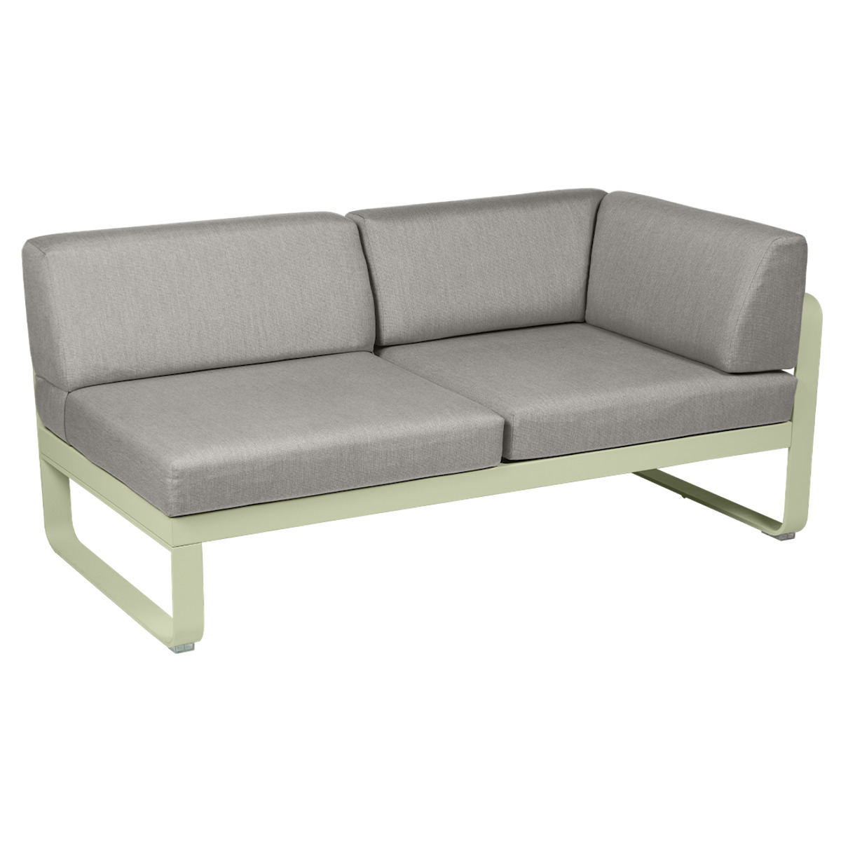 Module d'angle droit 2 places BELLEVIE Fermob vert tilleul-taupe grisé