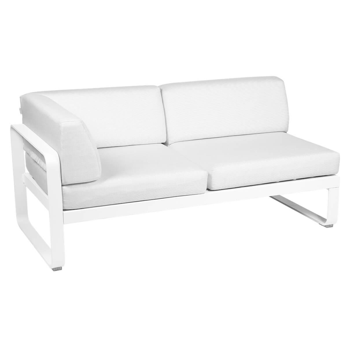 Module d'angle gauche 2 places BELLEVIE Fermob blanc coton-Blanc grisé