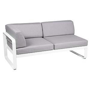 Module d'angle gauche 2 places BELLEVIE Fermob blanc coton-Gris flanelle